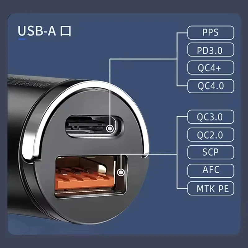 100W Car Charger USB Fast Charging For IPhone QC3.0 Mini PD USB Type C Charger Car Phone Charger For Samsung Huawei XiaoMi thumbnail 6