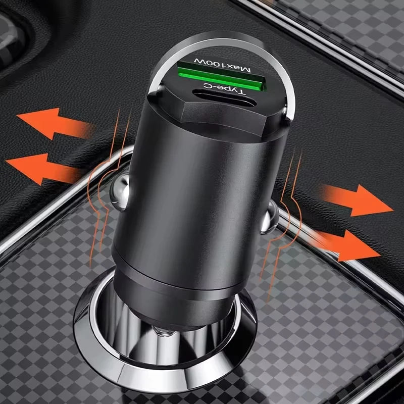 100W Car Charger USB Fast Charging For IPhone QC3.0 Mini PD USB Type C Charger Car Phone Charger For Samsung Huawei XiaoMi thumbnail 3