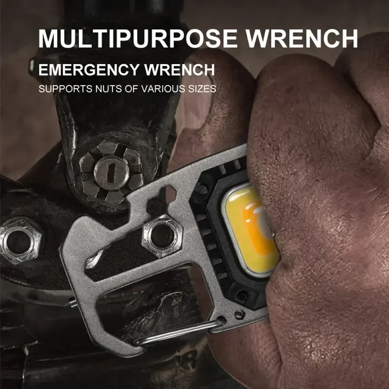 LED Flashlight Rechargeable Keychain Light Work Light Outdoor Camping Light Mini Portable Pocket Wrench Screwdriver Safety Hamme thumbnail 2