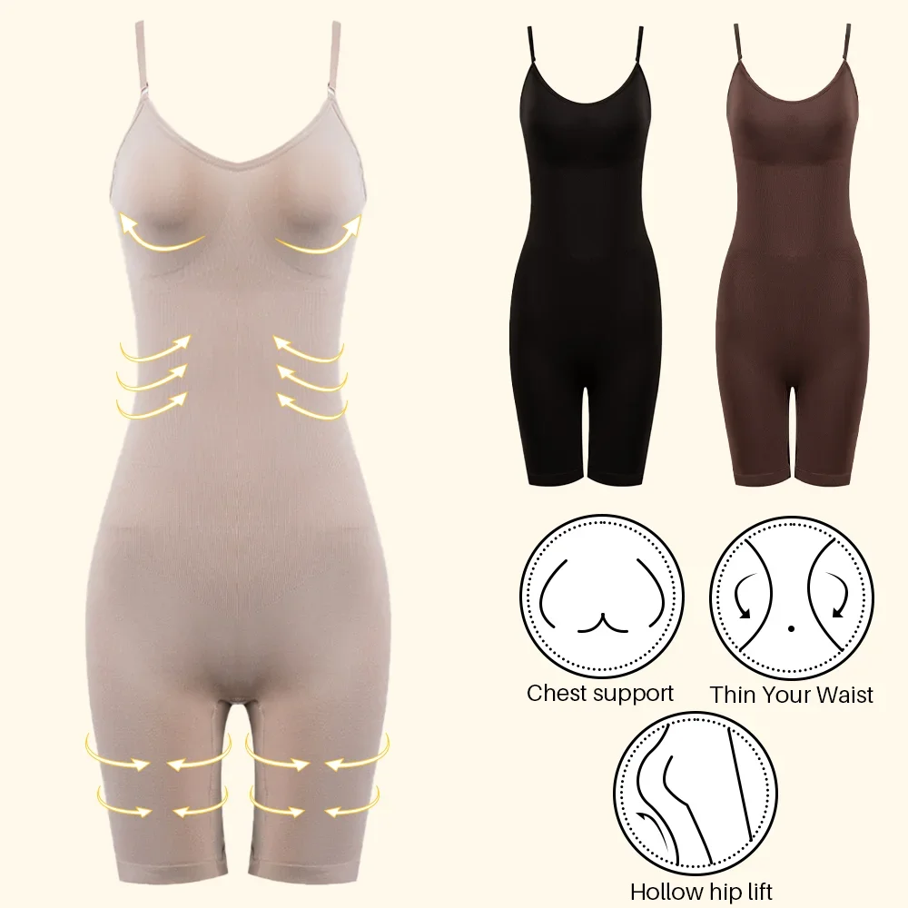 POKARLA Seamless Bodysuit Compression Open Crotch Shapewear Women Push Up Corset Slimming Butt Lifter Full Body Shaper Slimmer thumbnail 6