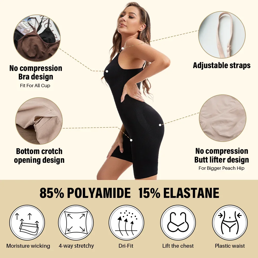 POKARLA Seamless Bodysuit Compression Open Crotch Shapewear Women Push Up Corset Slimming Butt Lifter Full Body Shaper Slimmer thumbnail 3