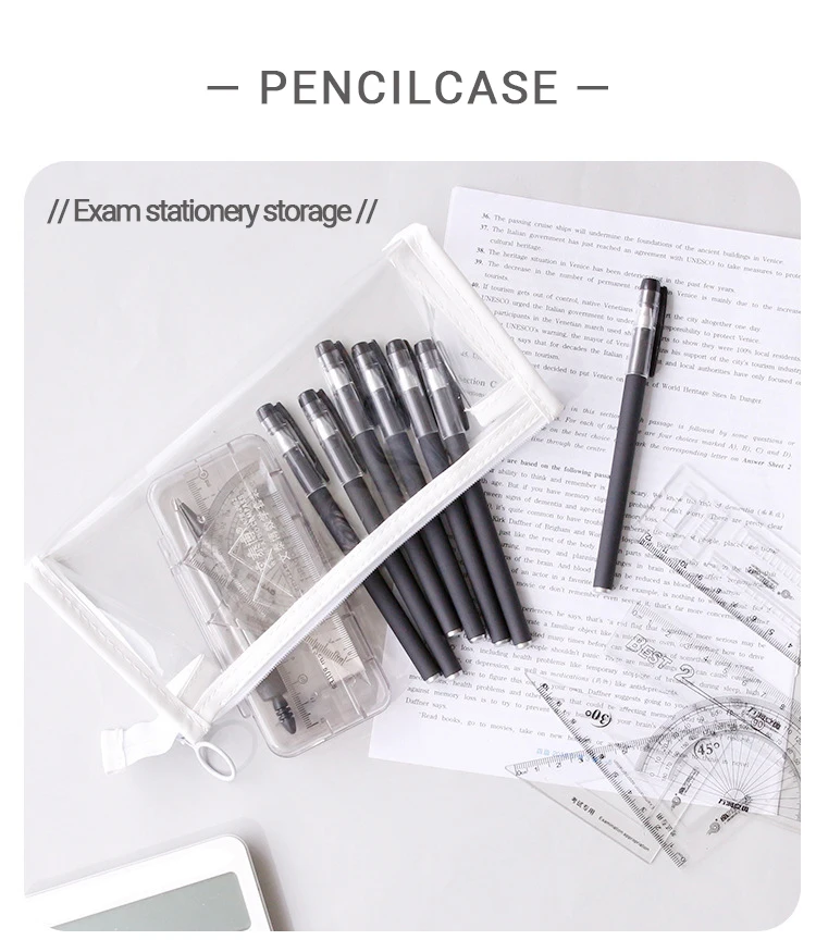 Transparent Pencil Case Large Capacity Simple Pen Bag Kawaii Cosmetic Bag School Study Stationery Office Supplies thumbnail 4