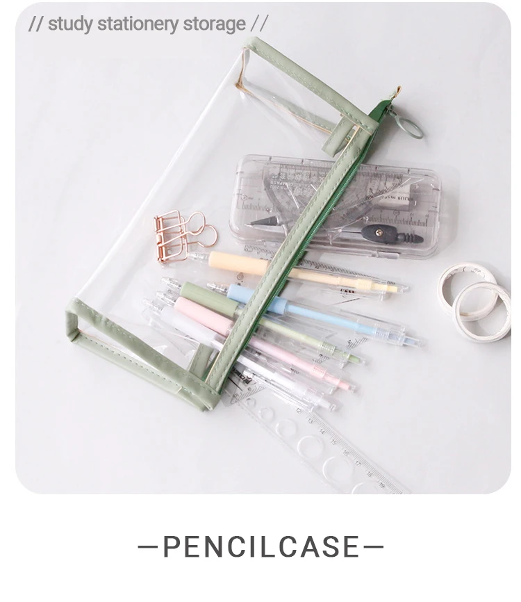 Transparent Pencil Case Large Capacity Simple Pen Bag Kawaii Cosmetic Bag School Study Stationery Office Supplies thumbnail 5