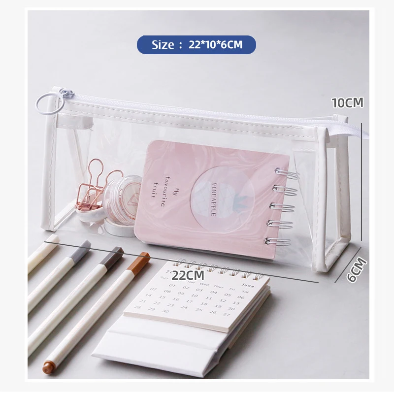 Transparent Pencil Case Large Capacity Simple Pen Bag Kawaii Cosmetic Bag School Study Stationery Office Supplies thumbnail 3