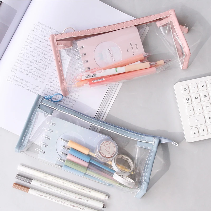 Transparent Pencil Case Large Capacity Simple Pen Bag Kawaii Cosmetic Bag School Study Stationery Office Supplies thumbnail 2