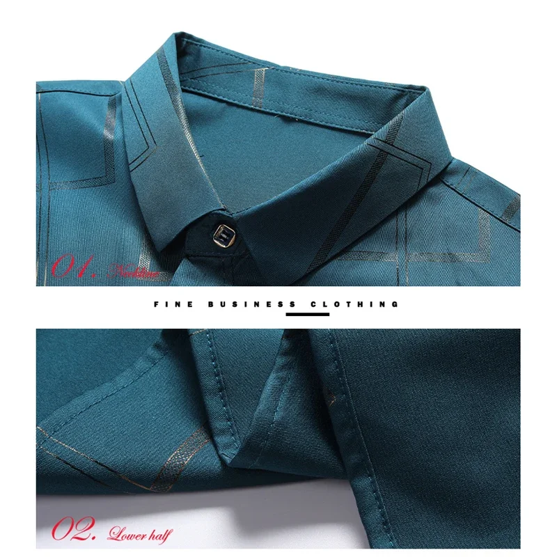 Men's Casual and Fashionable Long Sleeved Printed Shirt, Non Ironing and Wrinkle Resistant Business Top thumbnail 6
