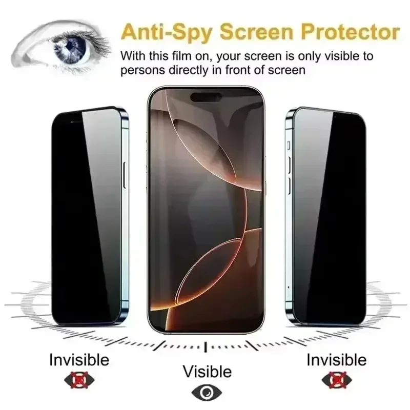 3Pcs Dust Free Installation Privacy Screen Protector for IPhone 16 14 11 12 13 15 Pro Max 7 8 Plus Mini X XR 17 Anti-spy Glass thumbnail 2