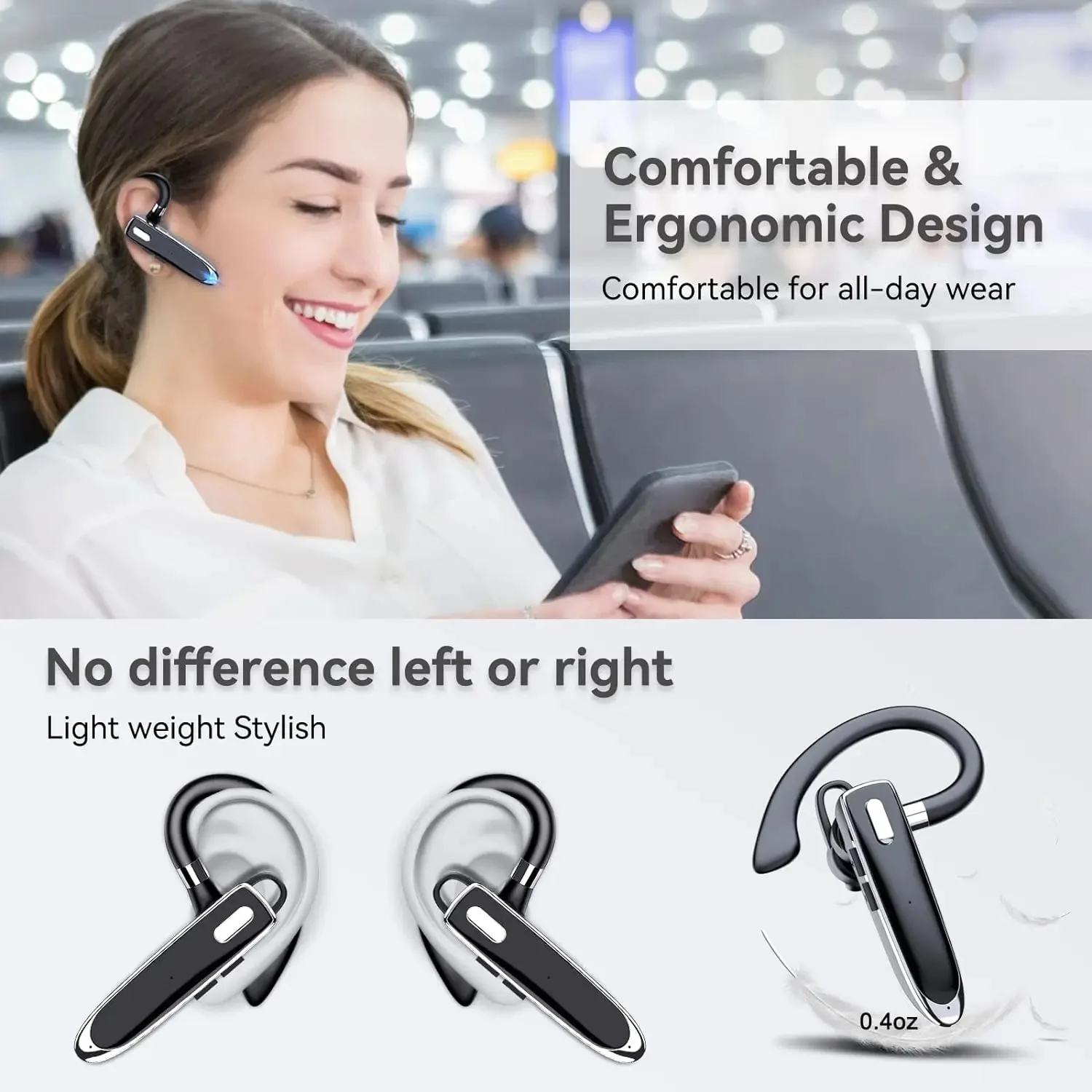 Wireless Headphones Bluetooth Earphone With Microphon ENC Noise Cancelling Handsfree Talking Headset Busines Auriculares Driving thumbnail 2