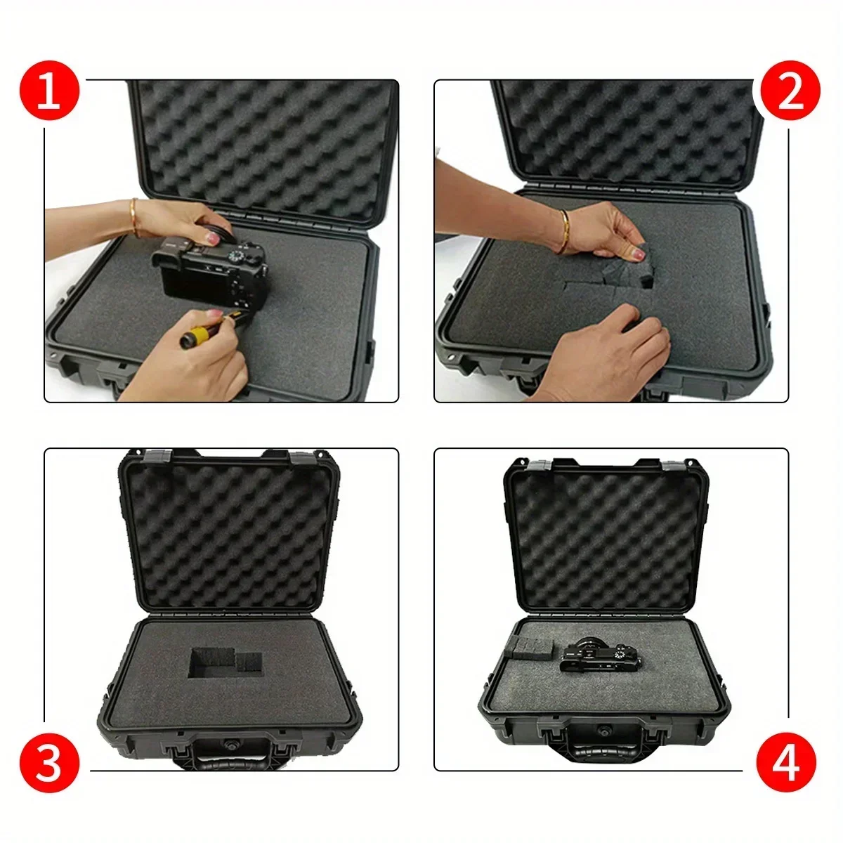 1 waterproof hard hand-held toolbox bag with pre cut sponge storage box, impact resistant unmanned driving chassis thumbnail 5