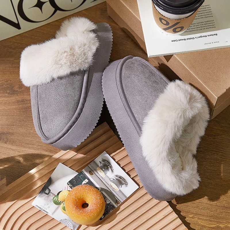 Women's Ankle Snow Boots Winter Fashion Home Platform Low Top Slippers Living Room Rug Shoes Women's Outdoor Warm Non Slip Boots thumbnail 2