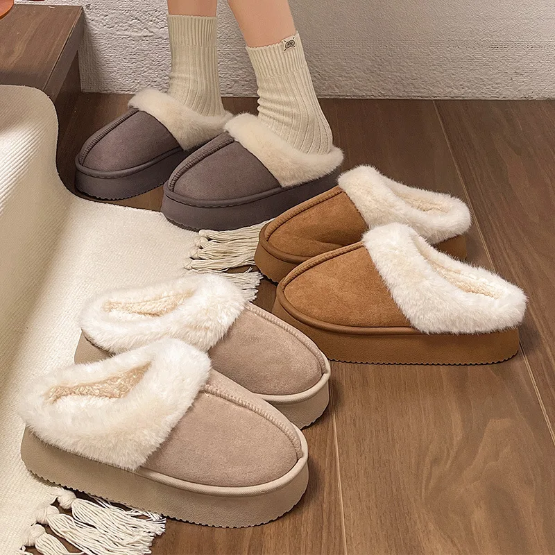 Women's Ankle Snow Boots Winter Fashion Home Platform Low Top Slippers Living Room Rug Shoes Women's Outdoor Warm Non Slip Boots thumbnail 4