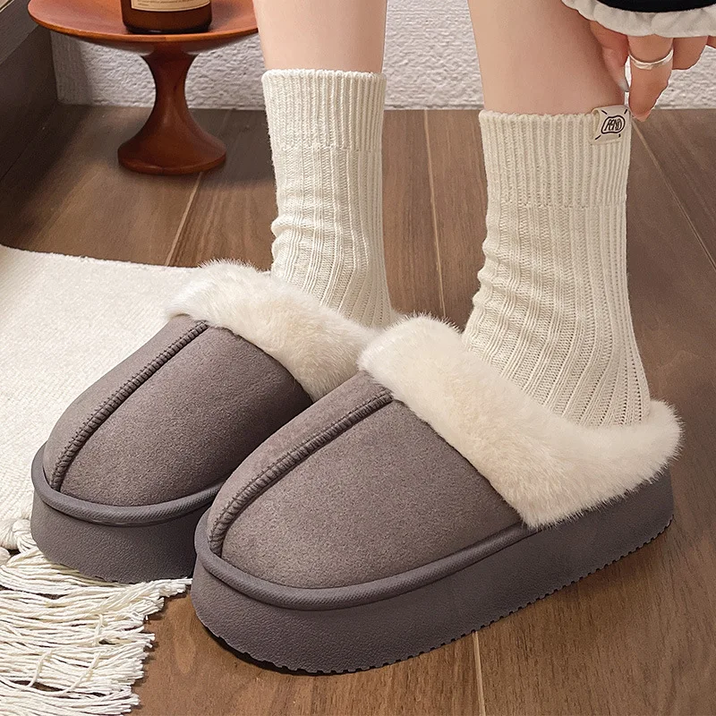 Women's Ankle Snow Boots Winter Fashion Home Platform Low Top Slippers Living Room Rug Shoes Women's Outdoor Warm Non Slip Boots thumbnail 3