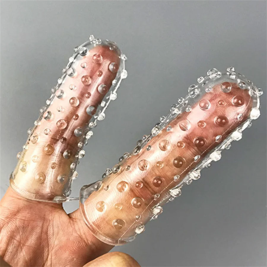 2PCS Finger Sleeves Clitoris Vibrator Stimulator Reusable Condom Sex Toys For Woman Vagina Massage Masturbation Adult Games thumbnail 2