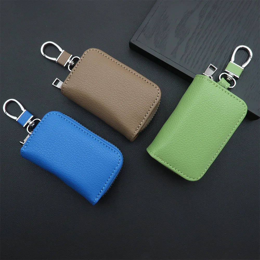 Men Key Holder Housekeeper Leather Car Key Wallets Keys Organizer Women Keychain Covers Zipper Key Case Bag Unisex Pouch Purse thumbnail 3