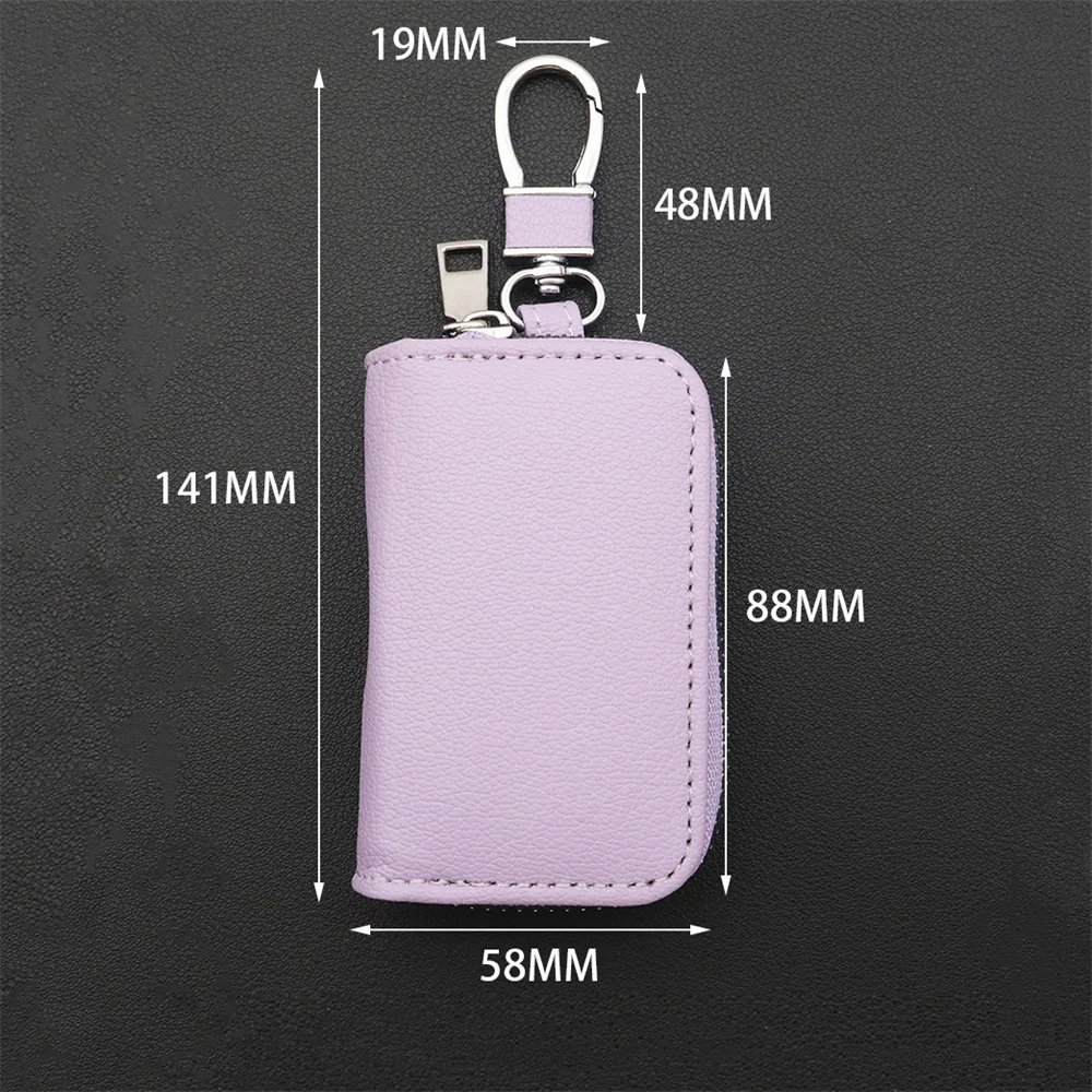 Men Key Holder Housekeeper Leather Car Key Wallets Keys Organizer Women Keychain Covers Zipper Key Case Bag Unisex Pouch Purse thumbnail 6