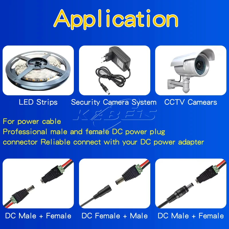 2/5/10PCS DC 12V Male Female BNC Connectors 5.5*2.1mm/2.5mm Welding-Free Power DC Plug Adapter Jack Sockets For LED CCTV Camera thumbnail 5