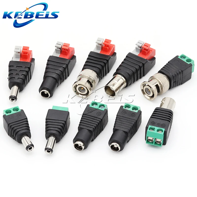 2/5/10PCS DC 12V Male Female BNC Connectors 5.5*2.1mm/2.5mm Welding-Free Power DC Plug Adapter Jack Sockets For LED CCTV Camera thumbnail 4