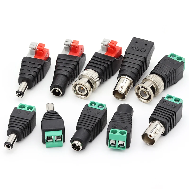 2/5/10PCS DC 12V Male Female BNC Connectors 5.5*2.1mm/2.5mm Welding-Free Power DC Plug Adapter Jack Sockets For LED CCTV Camera thumbnail 2