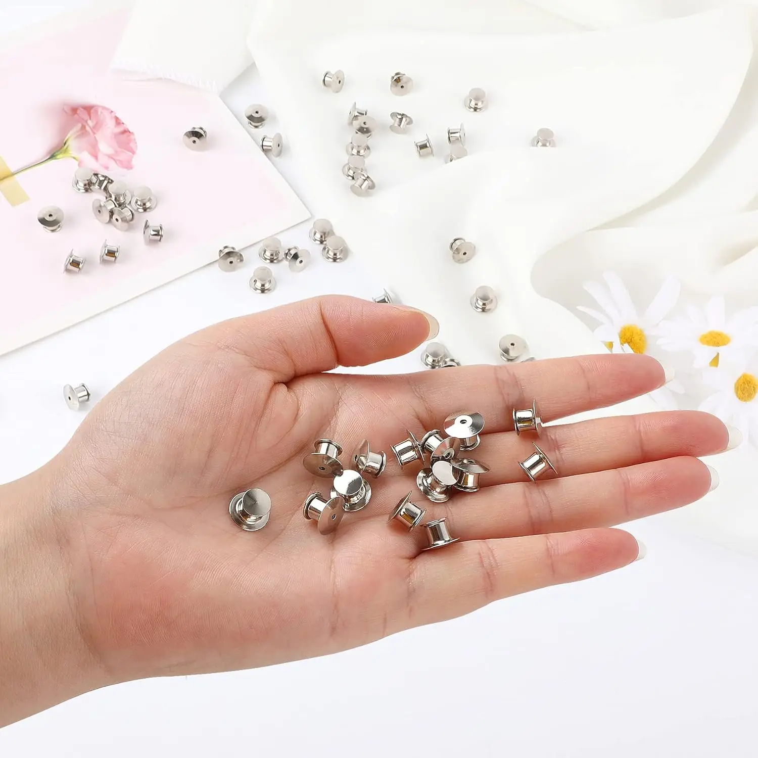 30pcs Metal Locking Pin Backs with Box Pin Backs Locking Pin Keepers Locking Clasp for Brooch DIY Crafts Enamel Lapel Badge thumbnail 4
