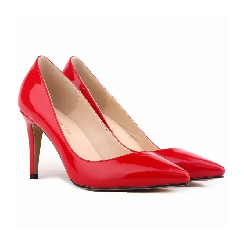 Large Size Women Pumps Classic Pointed Toe High Heels Sexy 9cm Stilettos Female Elegant Comfort Ladies Red Wedding Party Shoes thumbnail 3