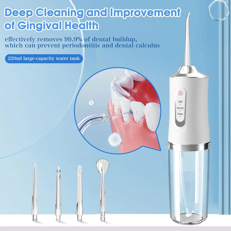 220ml Dental Irrigator Hygiene Portable Oral Cleaning Electric Sonic Teeth Scaler Tooth Calculus Stains Tartar Remover Tool thumbnail 2