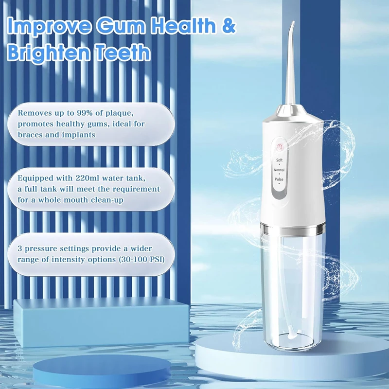 220ml Dental Irrigator Hygiene Portable Oral Cleaning Electric Sonic Teeth Scaler Tooth Calculus Stains Tartar Remover Tool thumbnail 4