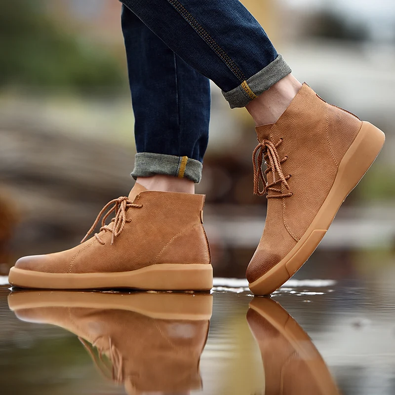 Mens Genuine Leather Winter Ankle Military Treking Tactical Boots Outdoor Men Shoes thumbnail 6