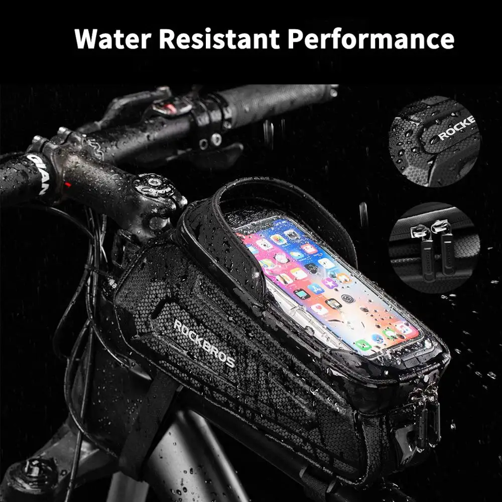 ROCKBROS Bicycle Bag Waterproof Touch Screen Cycling Bag Top Front Tube Frame MTB Road Bike Bag 6.5 Phone Case Bike Accessories thumbnail 3