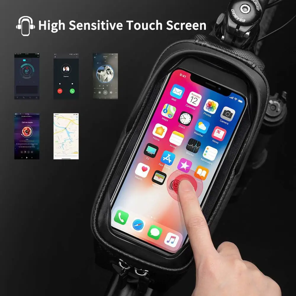 ROCKBROS Bicycle Bag Waterproof Touch Screen Cycling Bag Top Front Tube Frame MTB Road Bike Bag 6.5 Phone Case Bike Accessories thumbnail 4