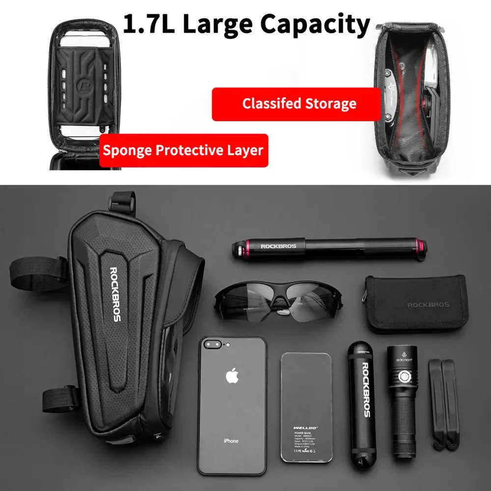 ROCKBROS Bicycle Bag Waterproof Touch Screen Cycling Bag Top Front Tube Frame MTB Road Bike Bag 6.5 Phone Case Bike Accessories thumbnail 6