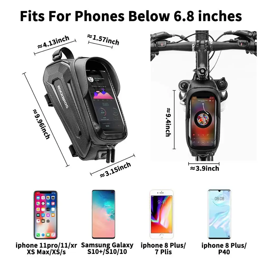 ROCKBROS Bicycle Bag Waterproof Touch Screen Cycling Bag Top Front Tube Frame MTB Road Bike Bag 6.5 Phone Case Bike Accessories thumbnail 2