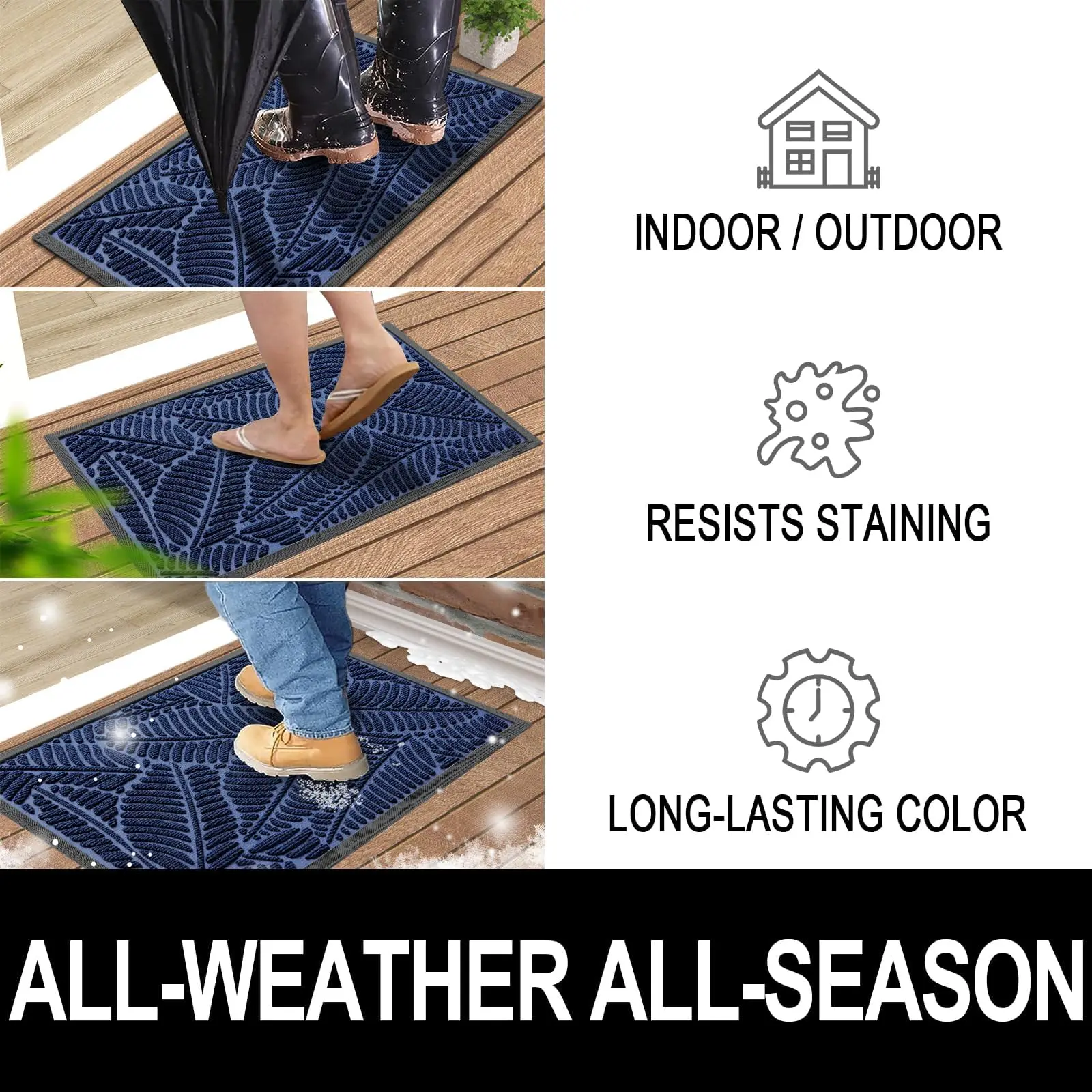 Olanly Door Mats Indoor Outdoor Dirt Trapper Non-Slips Entrance Mat Washable Mats For Entryway Front Door Garden Door Mats Rugs thumbnail 4