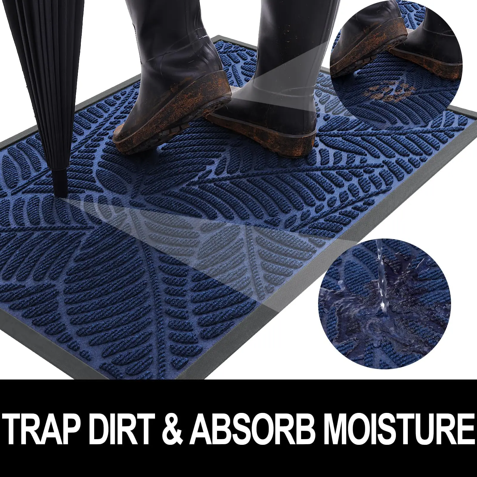 Olanly Door Mats Indoor Outdoor Dirt Trapper Non-Slips Entrance Mat Washable Mats For Entryway Front Door Garden Door Mats Rugs thumbnail 2