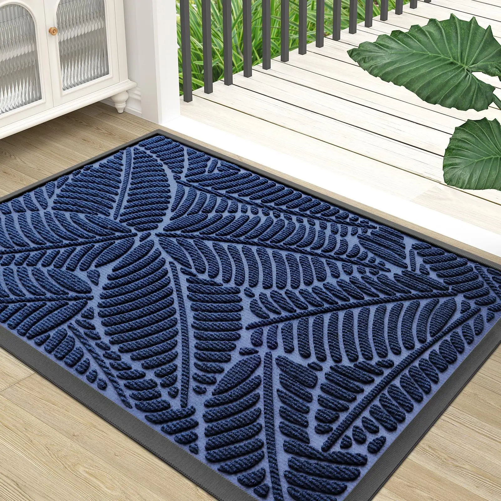 Olanly Door Mats Indoor Outdoor Dirt Trapper Non-Slips Entrance Mat Washable Mats For Entryway Front Door Garden Door Mats Rugs