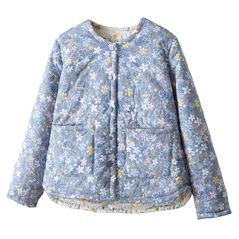 Fashion Plus Size Women Parka Autumn New Loose Thin Double Cotton Floral Printing Soft Skin Warm cotton-padded Coat 8278 thumbnail 6