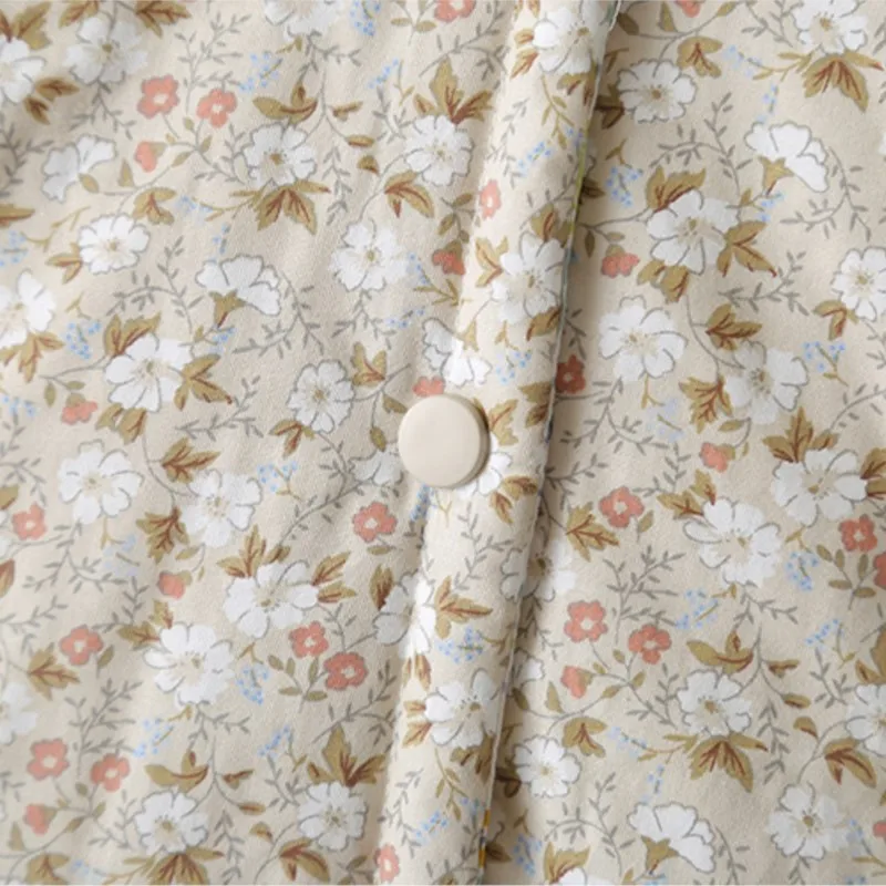 Fashion Plus Size Women Parka Autumn New Loose Thin Double Cotton Floral Printing Soft Skin Warm cotton-padded Coat 8278 thumbnail 5