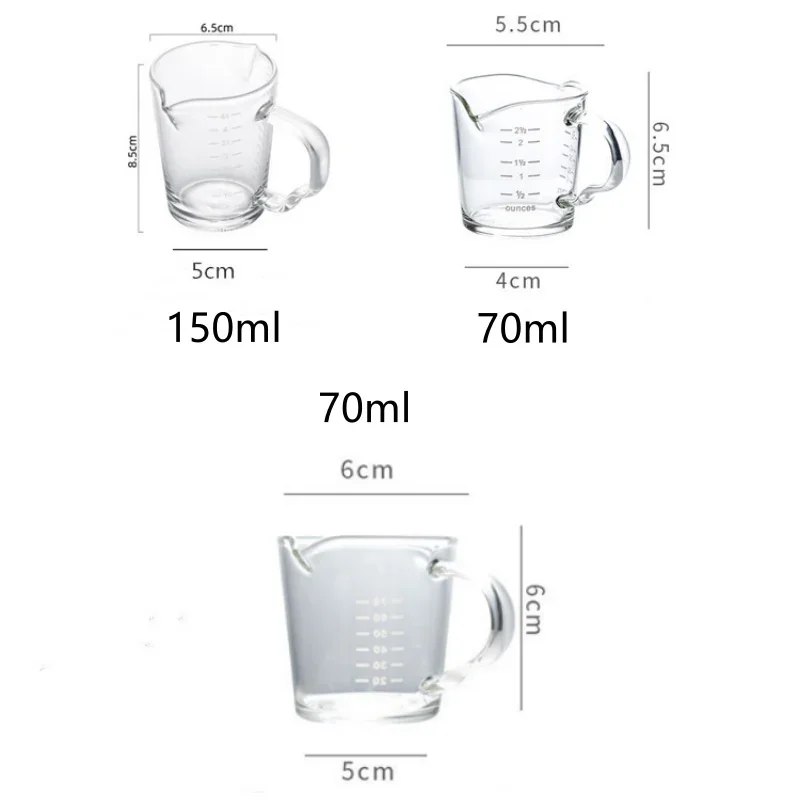70/150ML Espresso Glass Cup Measuring Cup Milk Latte Jug Coffee Supplies Kitchen Dining & Bar Mug Drinkware Double Thick Bottom thumbnail 6