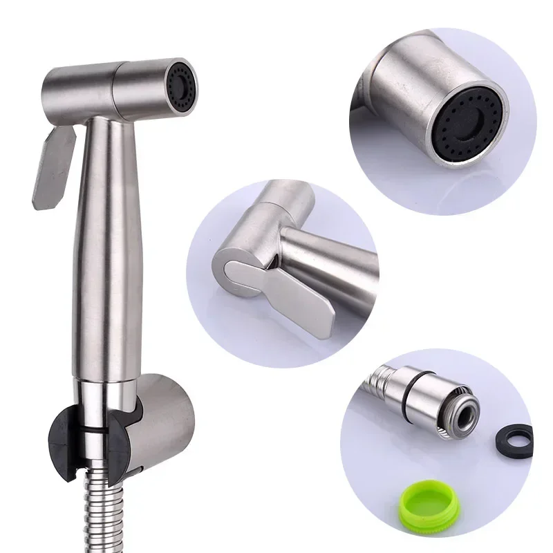 Toilet Bidet Faucet Black Handheld Sprayer Stainless Steel Bathroom Hand Bidet Sprayer Set Hose Toilet Self Cleaning Shower Head thumbnail 4
