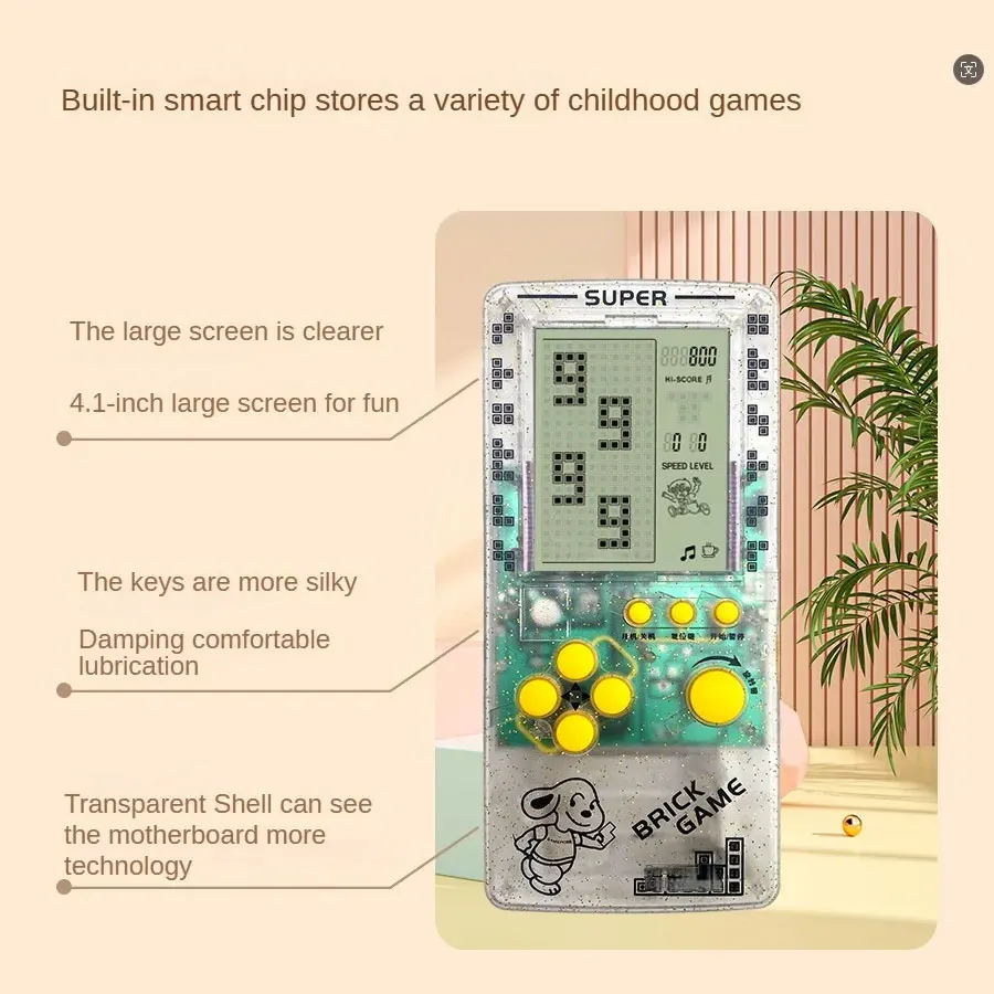 Portable Transparent Game Console Big Screen Retro Handheld Game Players Built-in 23+26 Brick Games Toys Gift for Children Adult thumbnail 5
