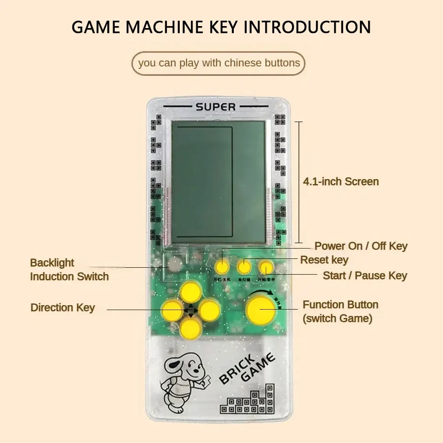 Portable Transparent Game Console Big Screen Retro Handheld Game Players Built-in 23+26 Brick Games Toys Gift for Children Adult thumbnail 4
