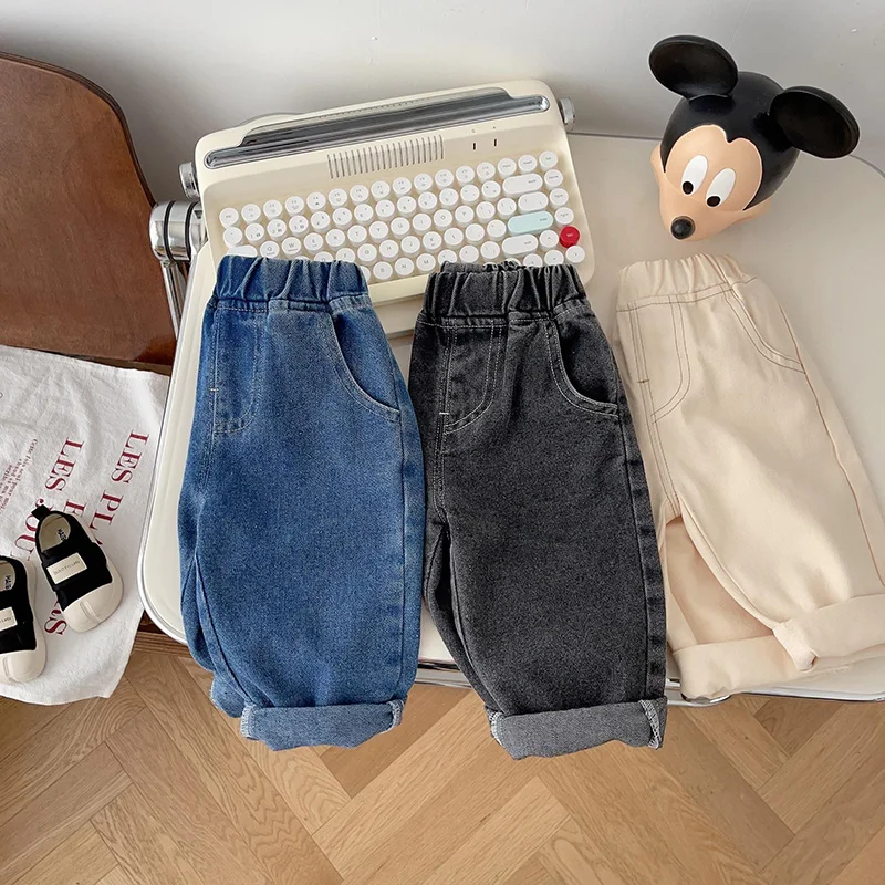 Spring Autumn New Baby Pants Casual Denim 9M-5T Kids Boys Straight Jeans Soft Toddler Girls Fashion Trousers 3 Colors thumbnail 4