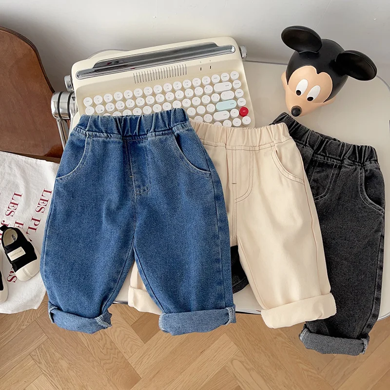 Spring Autumn New Baby Pants Casual Denim 9M-5T Kids Boys Straight Jeans Soft Toddler Girls Fashion Trousers 3 Colors thumbnail 3