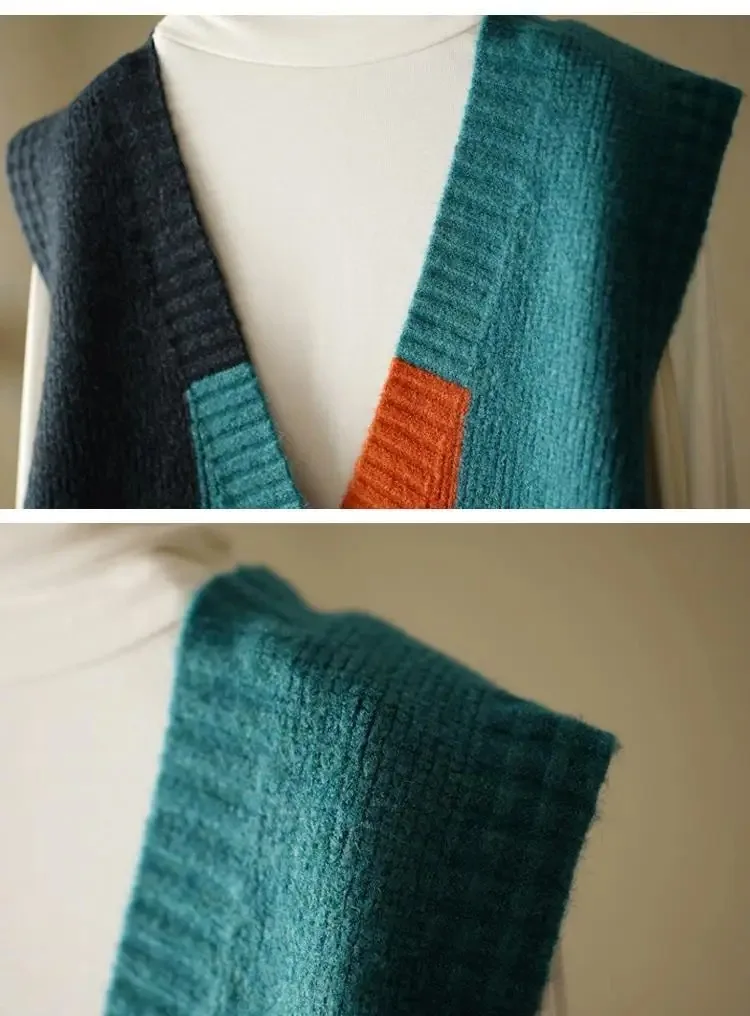 Spring and Autumn loose design vest, vest, women's outerwear, camisole, retro knit vest, cardigan, woolen sweater thumbnail 2