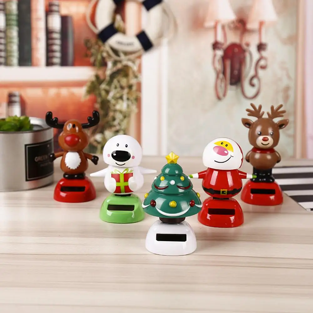 NEW Christmas Series Swinging Solar Doll Car Ornament Funny Santa Claus Snowman Moose Solar Swinging Doll Desktop Decoration thumbnail 6