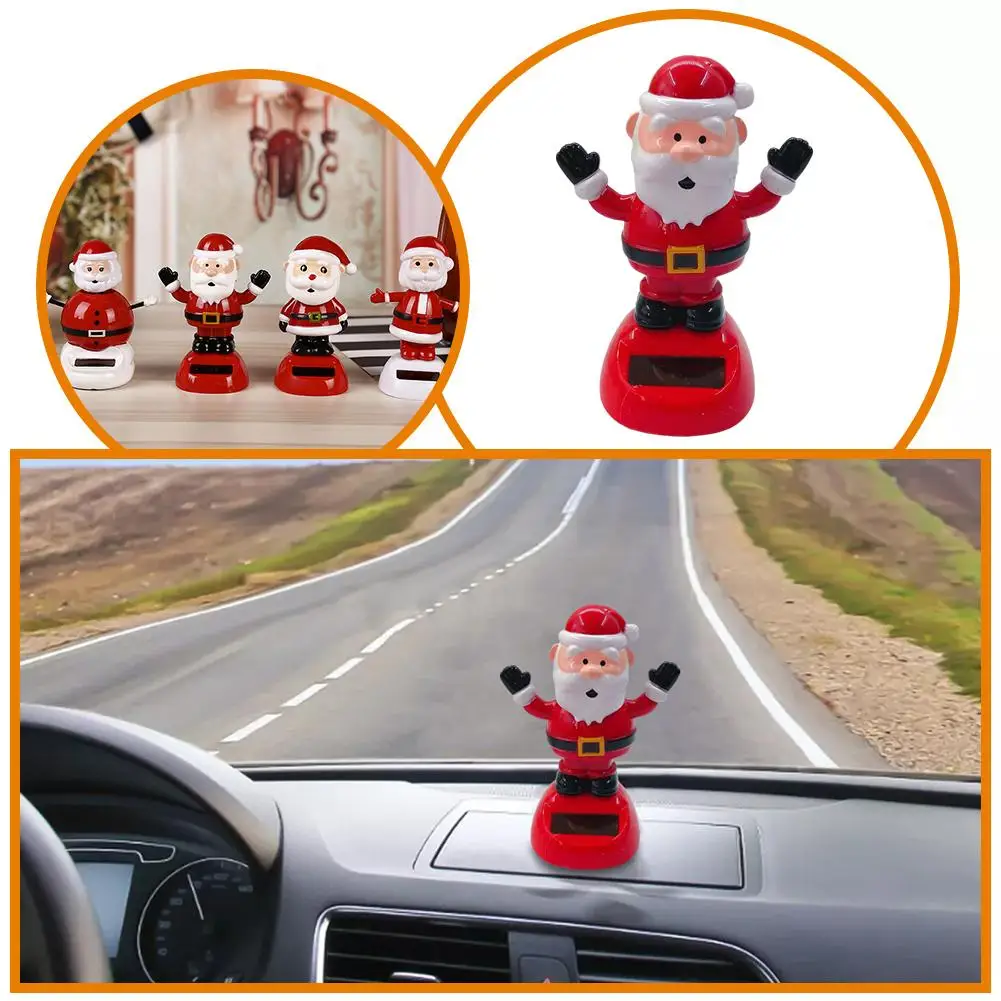 NEW Christmas Series Swinging Solar Doll Car Ornament Funny Santa Claus Snowman Moose Solar Swinging Doll Desktop Decoration thumbnail 2