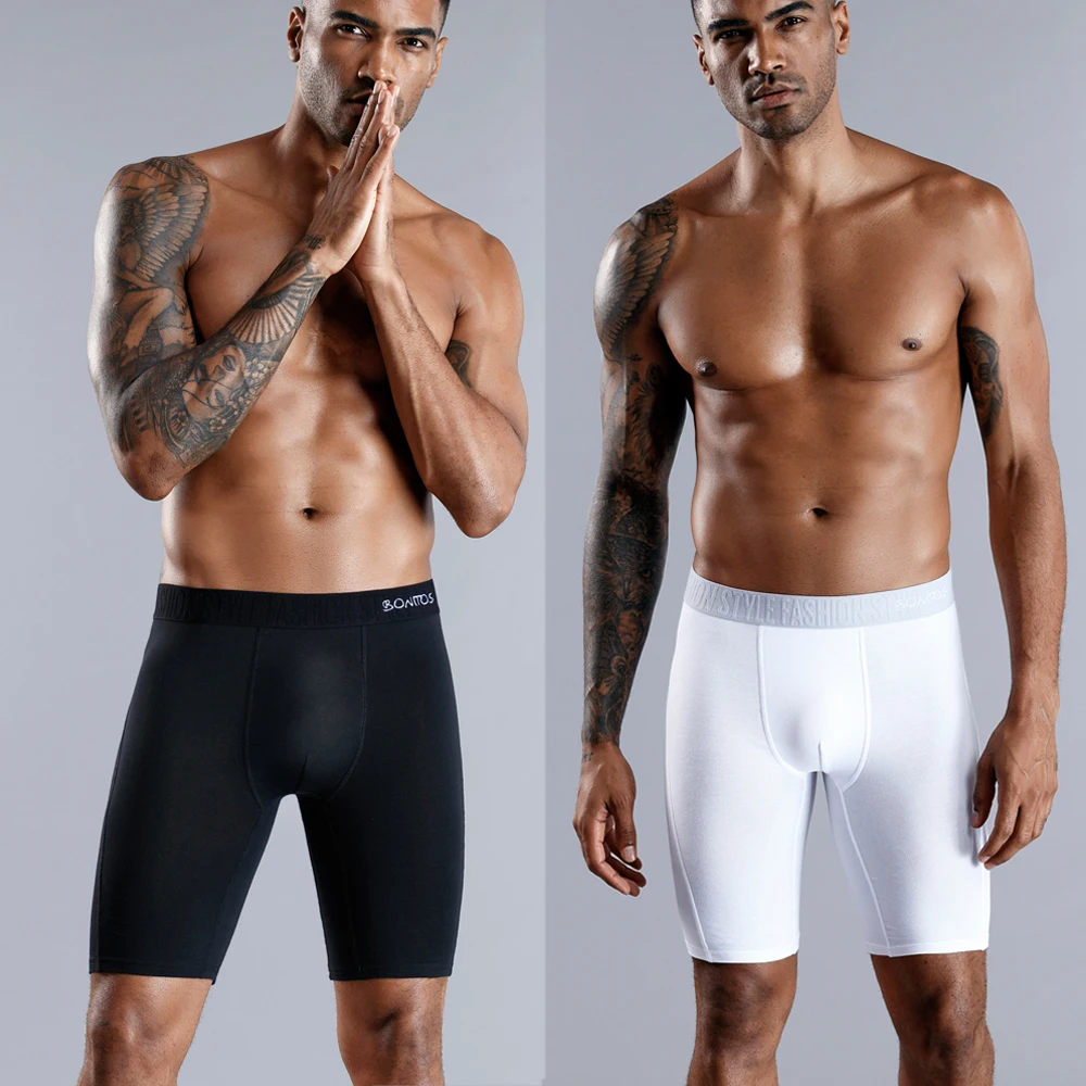 4pcs long boxers for men underwear plus size Men's panties sexy long leg underpants cotton Mens boxer shorts fashion male Trunk thumbnail 4