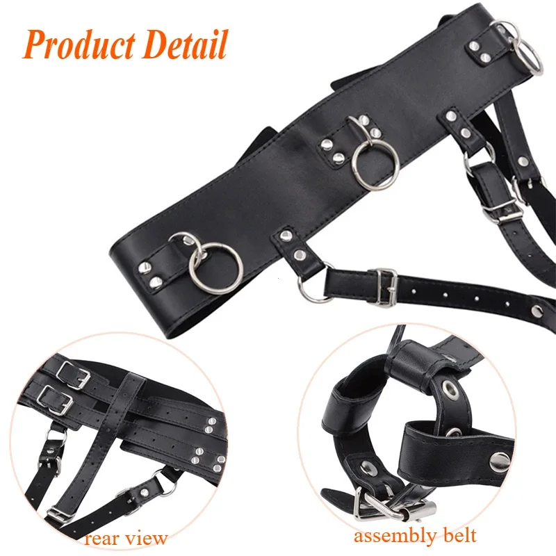 BDSM Leather AV Wand Vibrator Holder Harness Woman,Forced Orgasm Sex Suit Lingerie,Bondage Restraints,Chastity Belt,Adult Games thumbnail 5