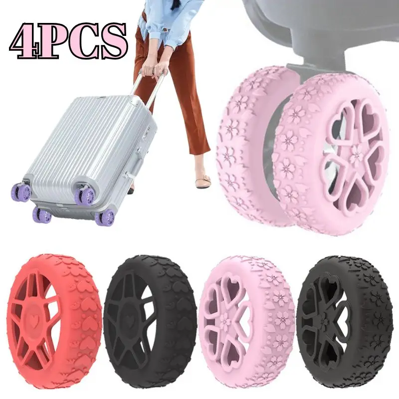 4PC Silicone Suitcase Wheel Protection Case With Silent Shock-Proof Travel Luggage Caster Reduce Noise Trolley Box Casters Cover thumbnail 2