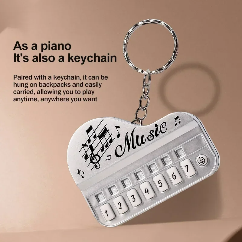 1pc Portable Mini Creative Music Electronic Piano Keyboard Keychain Ring with Light Up Keys Pendant Children's Toy Gaming Player thumbnail 4
