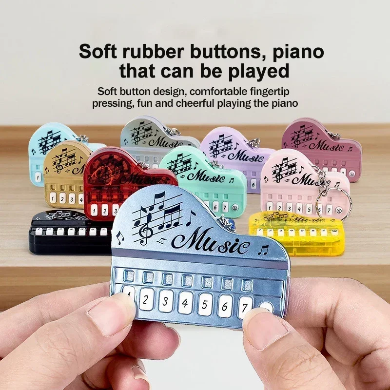 1pc Portable Mini Creative Music Electronic Piano Keyboard Keychain Ring with Light Up Keys Pendant Children's Toy Gaming Player thumbnail 2